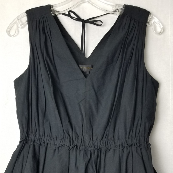 Donna Karan Black Cotton Embroidered Eyelet Hem Sleeveless A-line Dress Size 2 - Picture 6 of 16